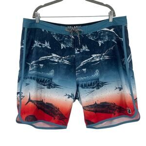 Pelagic Board Shorts Mens 40 Fishing Marlin Swim Trunks Patriotic Surf Beachwear